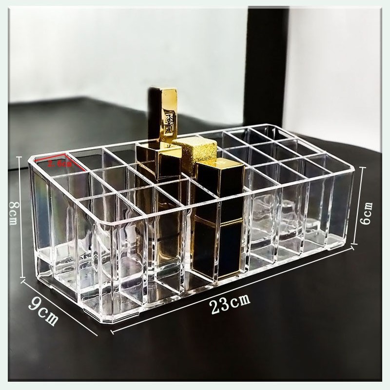 24 Grid Lipstick Storage Box Transparent Lip Glaze Lipstick Storage Box Deepening Eyebrow Pencil Makeup Brush Desktop Storage Rack