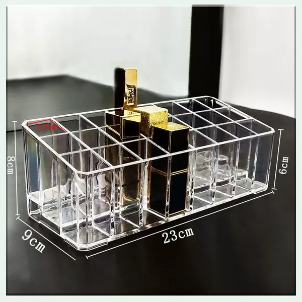 24 Grid Lipstick Storage Box Transparent Lip Glaze Lipstick Storage Box Deepening Eyebrow Pencil Makeup Brush Desktop Storage Rack
