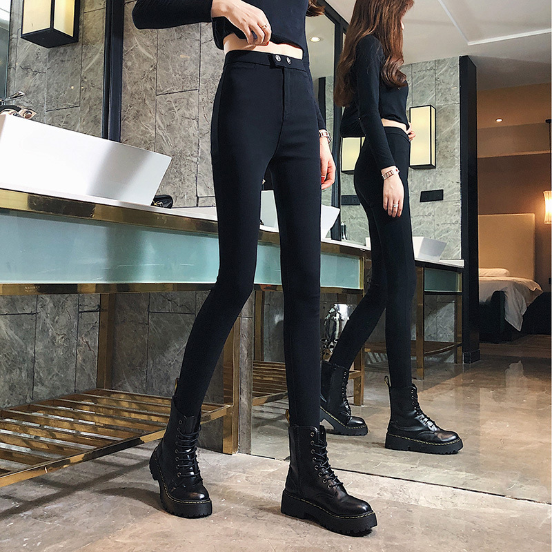 Leggings Women's Outer Wear Thin High Waist Elastic Tight Pencil Small Black Pants Small Foot Large Size Nine-point Black Magic Pants Leggings Women's Outer Wear Thin High Waist Elastic Tight Pencil Small Black Pants Small Foot Large Size Nine-point Black Magic Pants