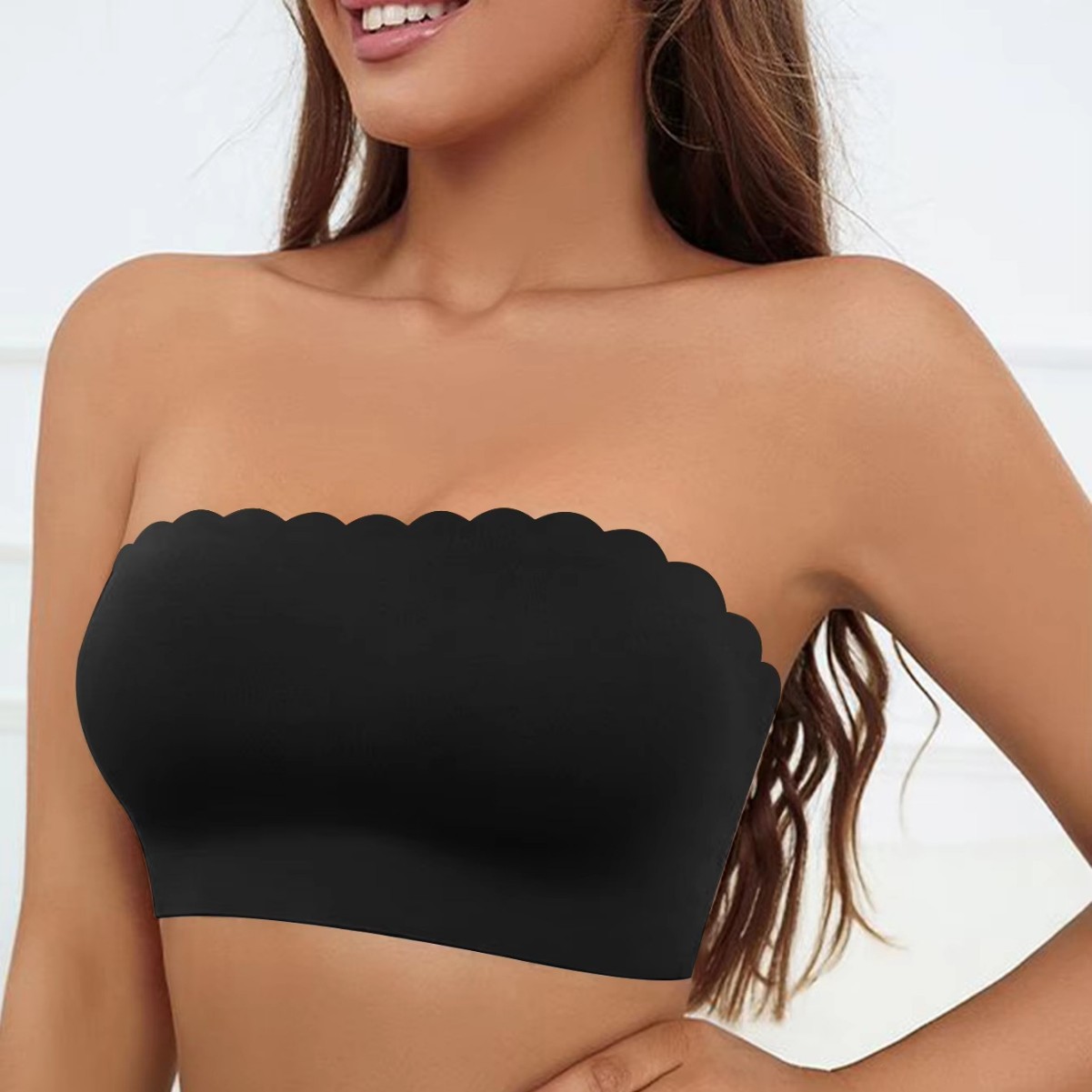 Bra de mujer sin cinturón de hombro sin forro sin costura Bra transpirable cómodo para limpiar el pecho diseño antideslizante sin marcas de seda de hielo mujer