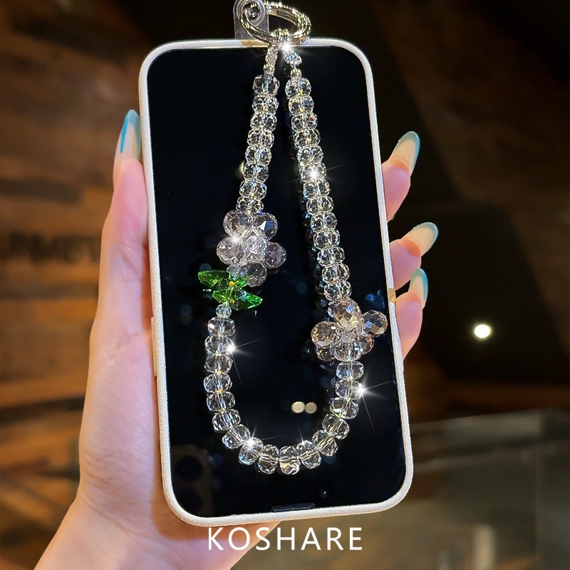 Verano de flores de vidrio frescas cadenas de diamantes flash ligeras de lujo alta sensación bolsos de cristal colgantes colgantes de mano chicas