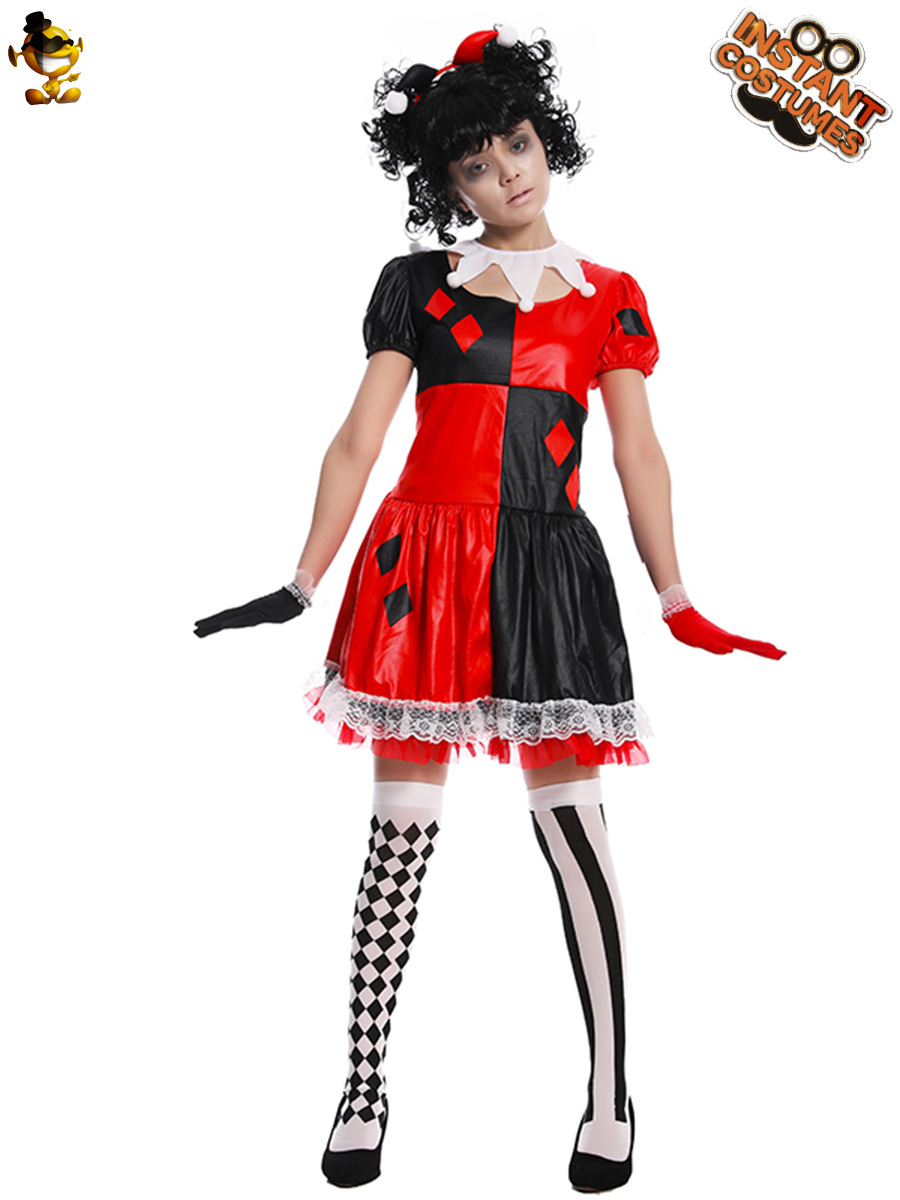 Halloween adulto grande de las mujeres del corazón rojo payaso Cosplay traje etapa rendimiento partido ropa distribución al por mayor