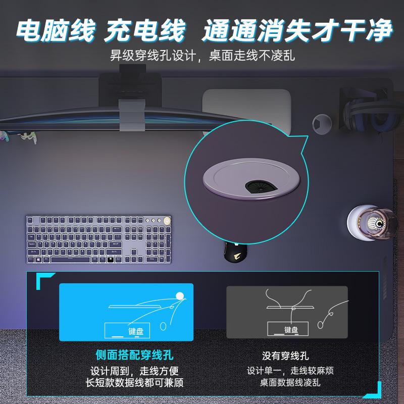 电竞桌子家用台式电脑桌学生简易写字书桌卧室办公桌椅套装工作台|undefined