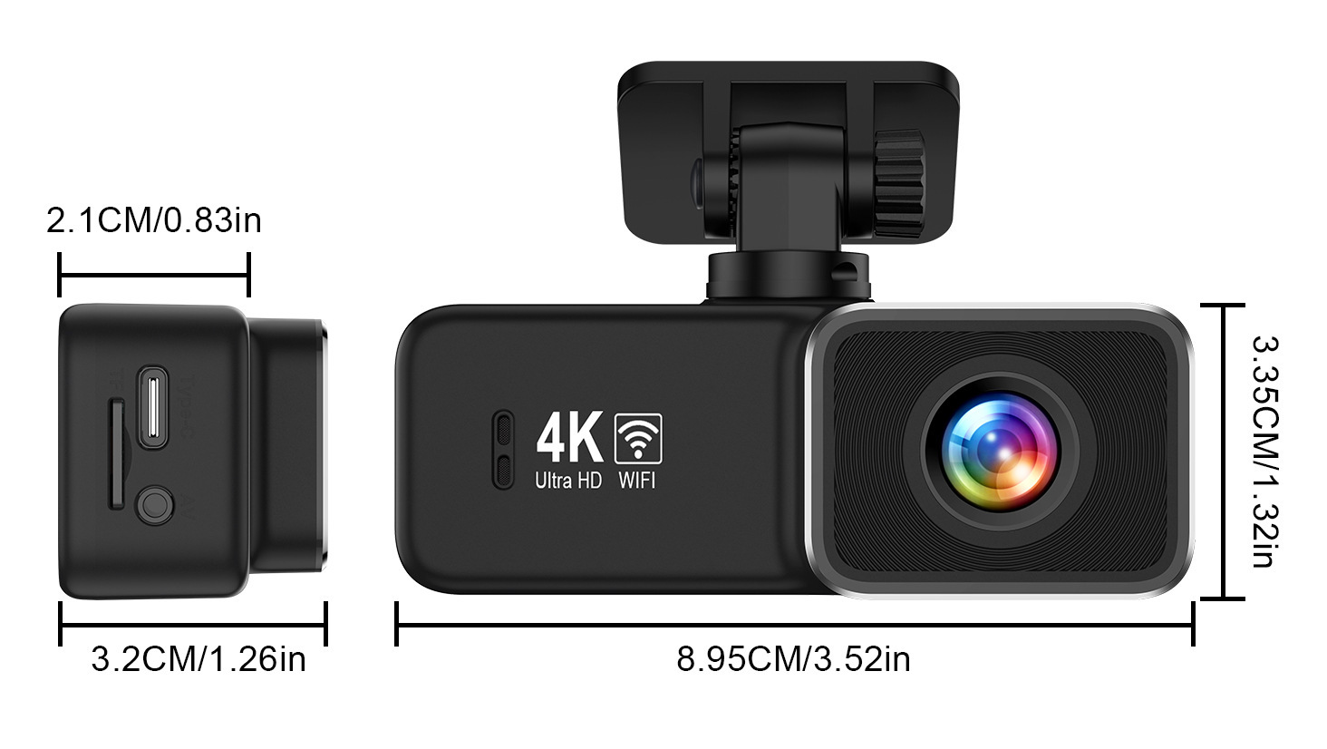 4K Front and Rear Dual Camera Dash Cam Wifi Ultra HD Night Vision 24H Parking Monitoring GPS Backup Camera