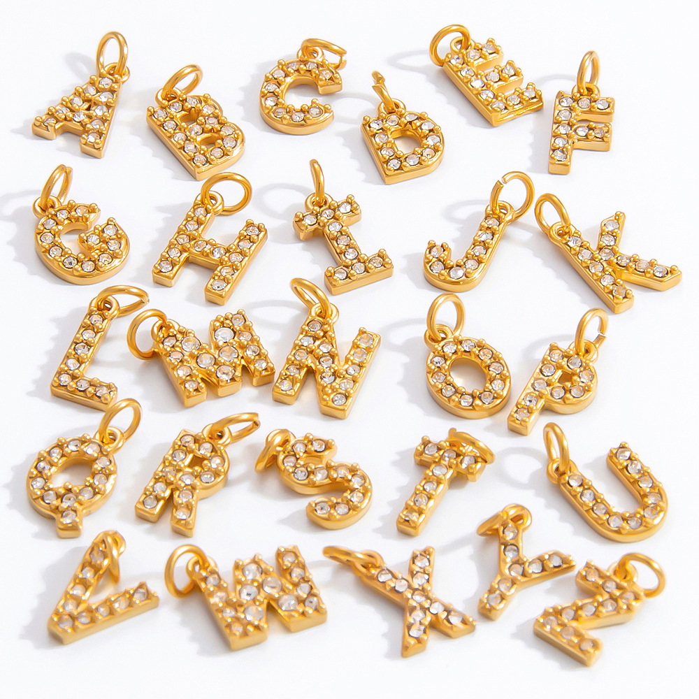 Real Gold Plated Plating Material DIY Jewelry Accessories Classification 1 Piece 304 Stainless Steel PVD Coated Real Gold Plated Letter Pendant DIY Jewelry Accessories