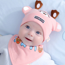 婴儿帽子春秋薄款胎帽男女宝宝卡通猴子睡眠帽双层棉布卤门帽婴童