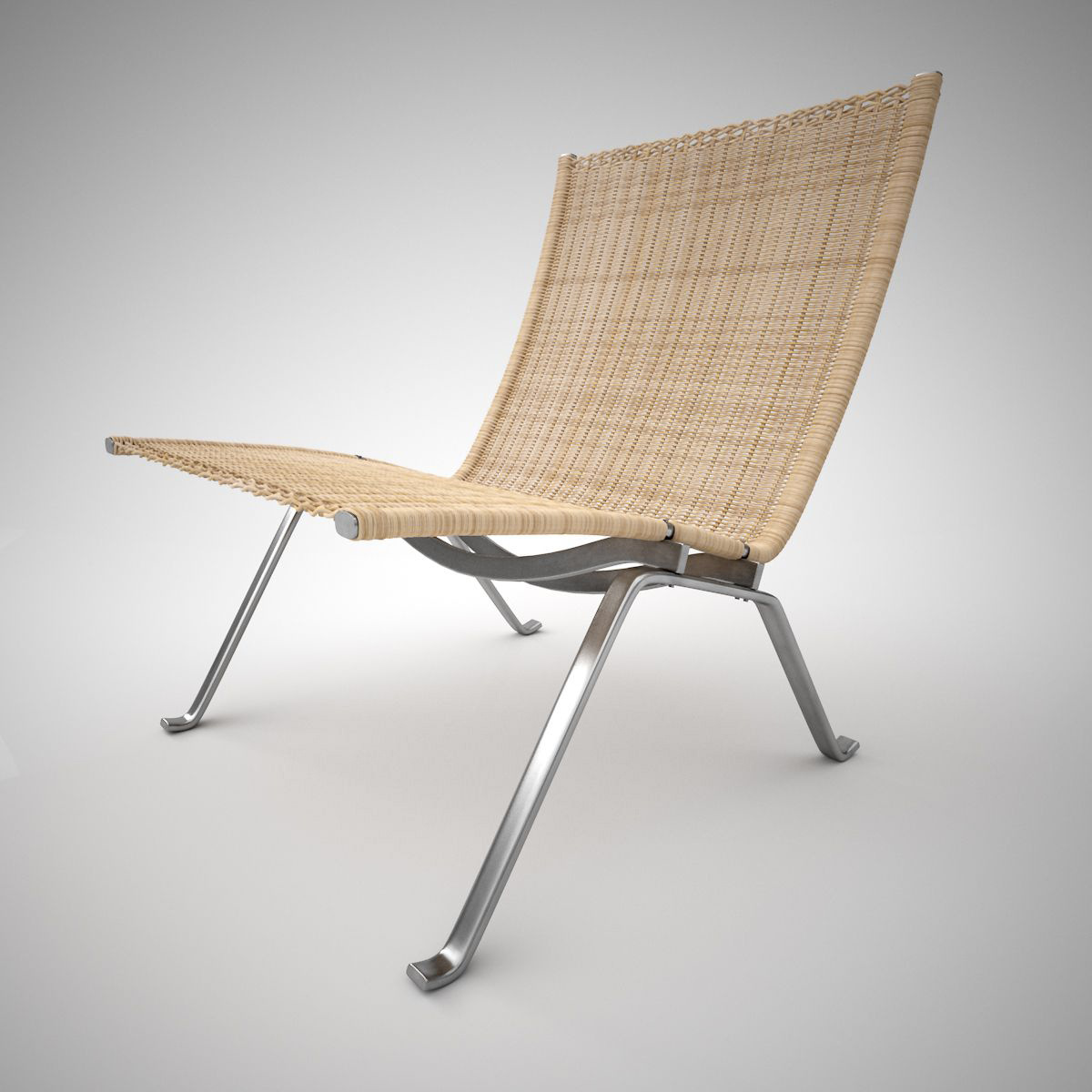 PK22 Danish classic medieval furniture Nordic modern designer stainless steel brushed leather recliner lounge chair