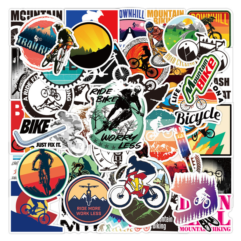 50 Mountain Bike Stickers, Outdoor Cycling Sports Personalized Decorative Luggage Mobile Phone Cross-Border Graffiti Stickers