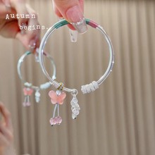 足银9999平安喜乐手镯女款手工编织银手镯送女友闺蜜生日礼物