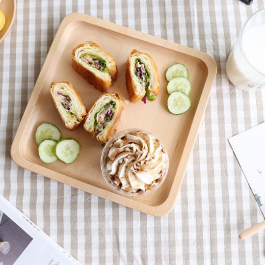 Es estilo japonés estilo bandeja de madera hogar bandeja de té madera maciza vintage pan postre almacenamiento creativo decoración placa de cocina