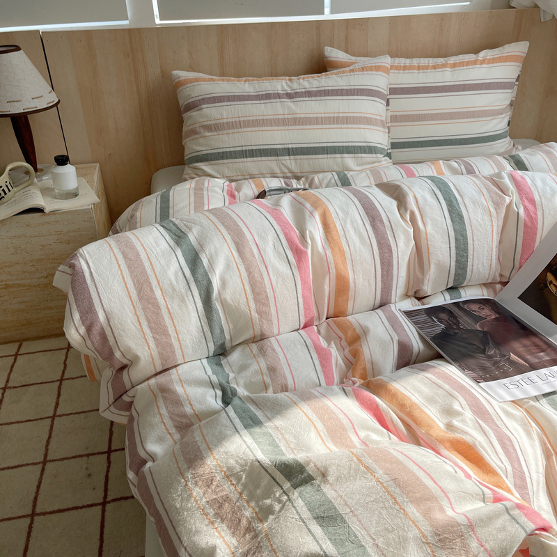 Cama de lavado de algodón de clase A, cuatro piezas de sábanas de algodón de lavado, colchón de cama, dormitorio de estudiantes, tres piezas de cuatro temporadas