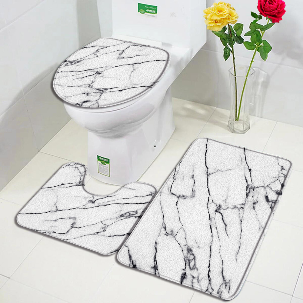 Baño transfronterizo de tres piezas aislante de frío absorción de agua alfombra de franela resistente al desgaste y sucia fácil de cuidar alfombra antideslizante de decoración doméstica