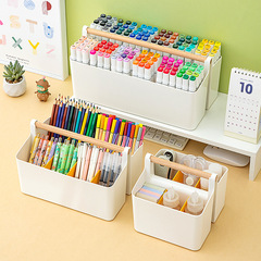 Student desktop stationery storage box divided organizing box portable color pen marker pen storage box large capacity pen holder