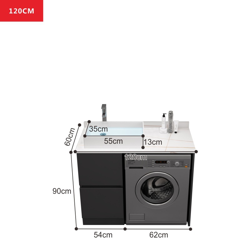 Moderno minimalista lavadora balcón gabinete de baño sin pintura de madera maciza lavabo tambor lavadora compañero gabinete image 8