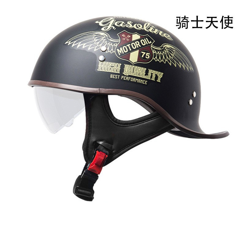 オートバイレトロオートバイハーフヘルメット四季ユニバーサル電動バイクユニセックスサイクリング安全帽子