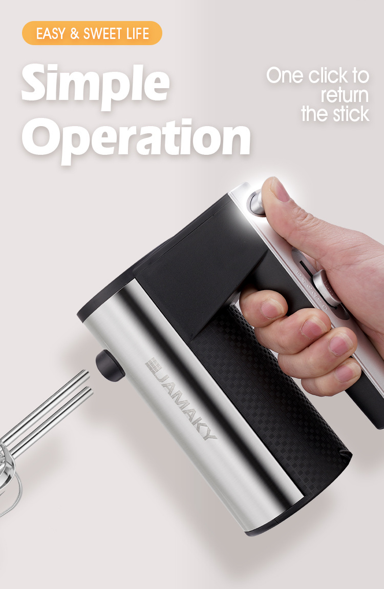 JAMAKY Home Frusta elettrica portatile Frusta ad alta potenza regolabile a 5 velocità e miscelatore per crema di farina_voghion.com