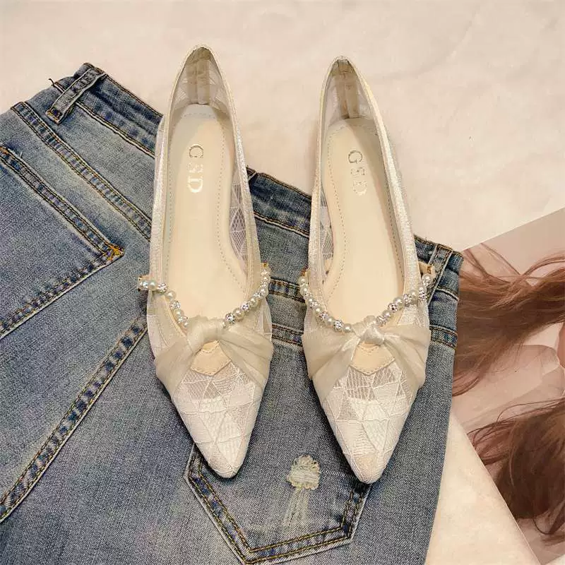 Уникальные сетчатые женские дышащие летние европейские и американские новые элегантные французские сандалии с круглым носком на плоской подошве, женская обувь