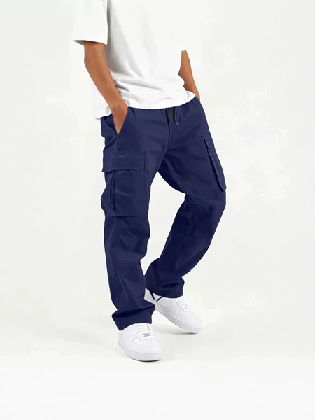 2026 Cross-Border Medium and Large Boys' Woven Cargo Pants with Multiple Pockets, American-Style Loose Straight-Leg Casual Pants