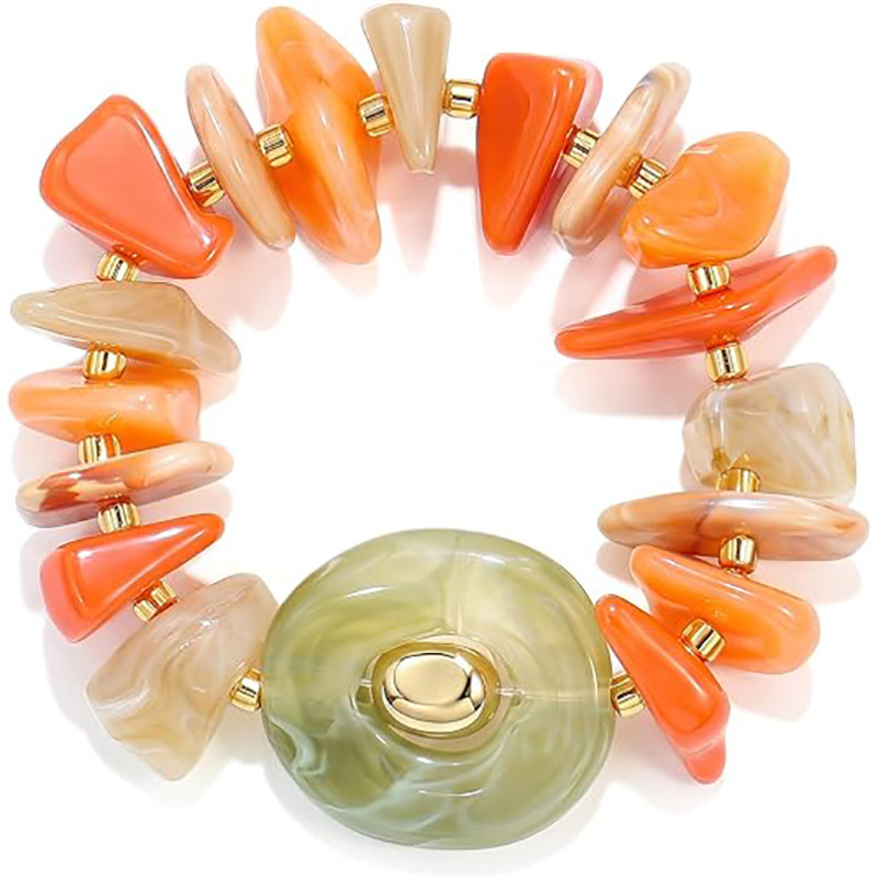 Cross-Border Retro Acrylic Irregular Fragment Bracelet for Women, European and American Exaggerated Ocean Style Holiday Fashion Versatile Accessory