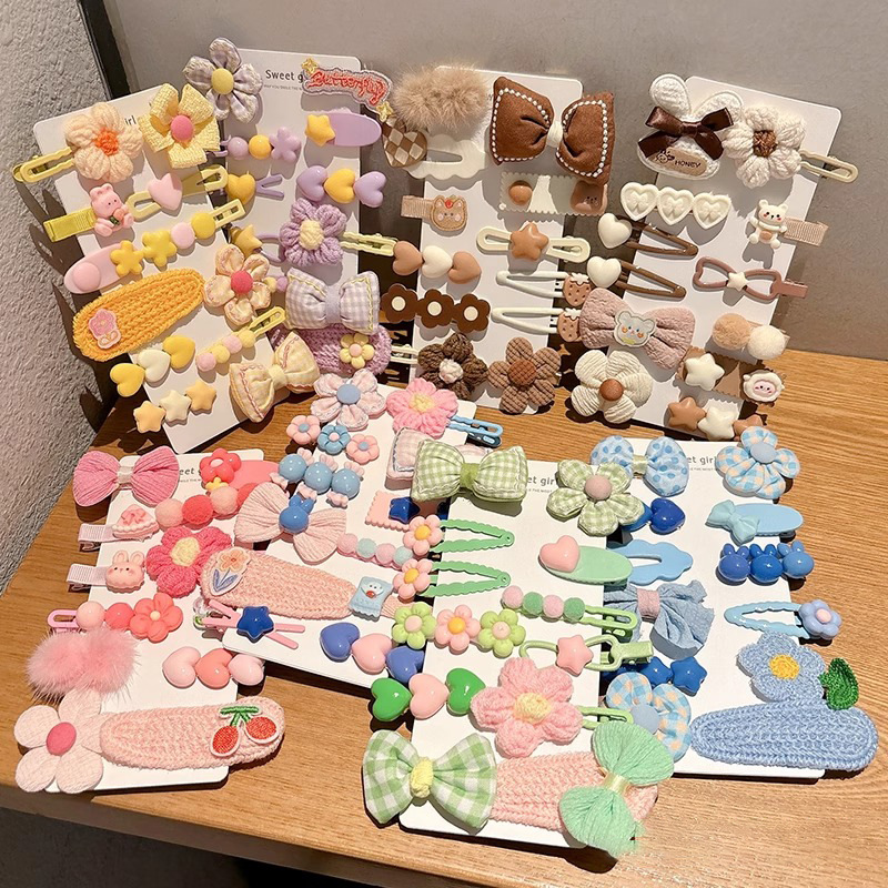 Niños arco tocado lindos flores de peluche pinzas de cabello de la niña lateral frangeo pequeño clip de cabello de frente