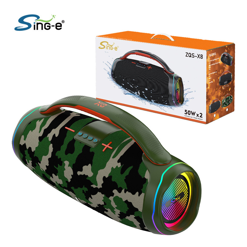 SING-E ZQS-X8 屋外ハイパワー Bluetooth スピーカー RGB ライトモバイルショッピングモール KTV サブウーファー付き|undefined