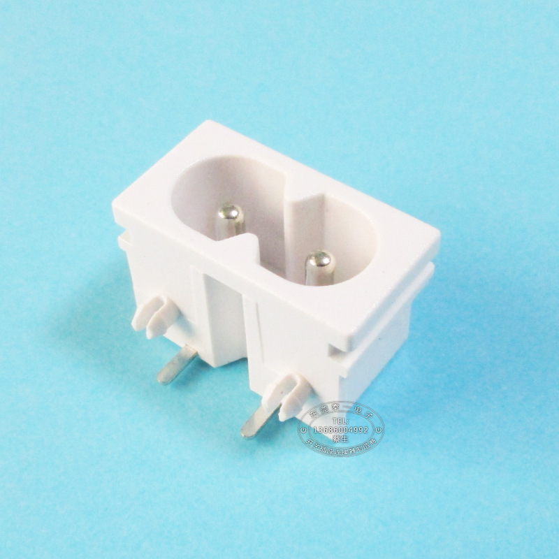 桌面适配器薄款8字插座22*12白色两脚焊PCB板现货8字尾AC插座DB-8