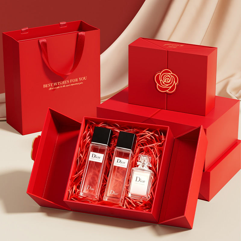 Caja de regalo de cumpleaños, caja vacía, cosméticos de alta calidad, caja de regalo, caja de regalo roja, caja de embalaje de regalo, personalizada