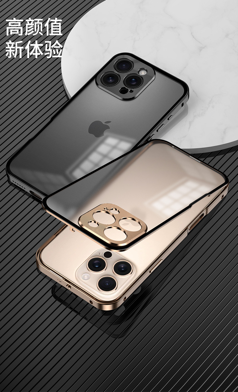 Ốp lưng iPhone 16 Pro Max viền kim loại khung chống sốc, nắp bảo vệ camera — Đen không gian, Bạc, Xanh đỉnh xa, Tím chi tiết 11