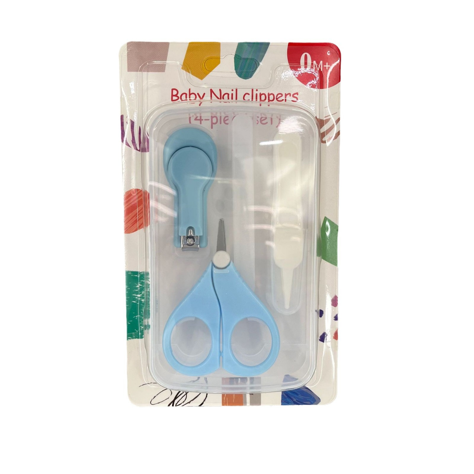 Cuatro piezas de tijeras de uñas para bebés multicolores, ajuste de clip de uñas de seguridad para bebés, conjunto de archivos de uñas para bebés