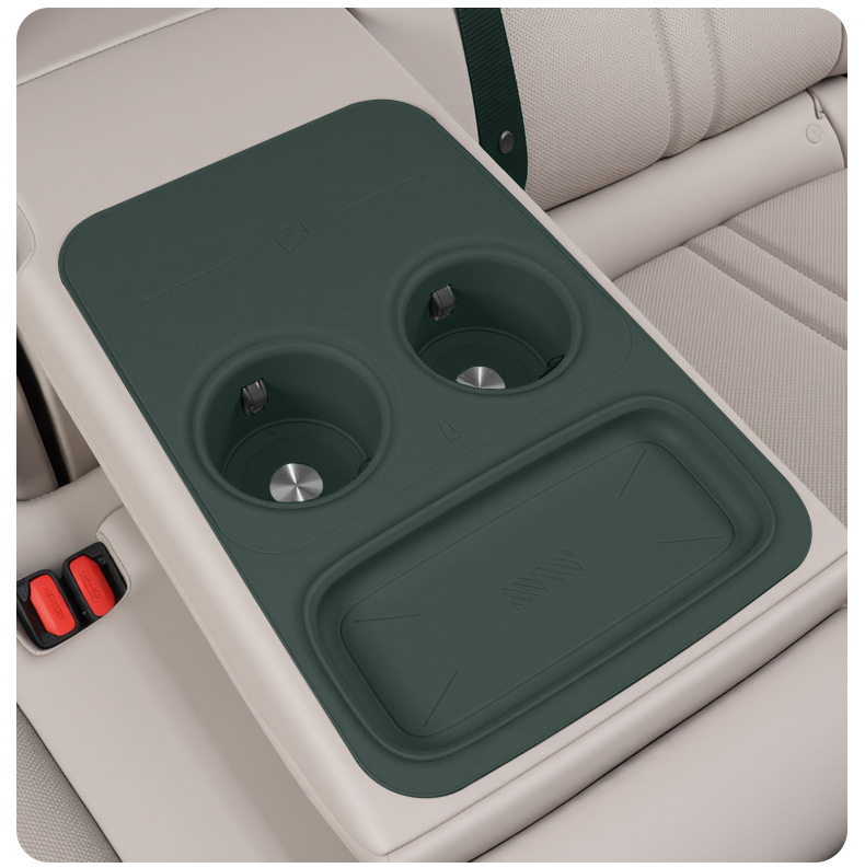 Suitable for Xiaomi Yu7 Rear Drainage Cup Cover Integrated Silicone Cup Holder Wireless Charging Pad Car Decoration Supplies