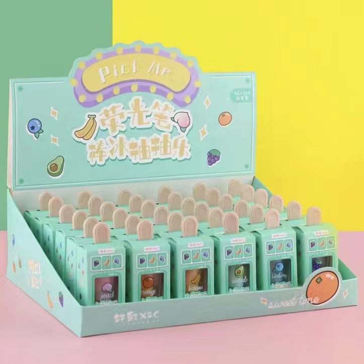 Lindo Corea del Sur fruta Popsicle highlighter traje color notas regalo Día de los niños para estudiantes clave