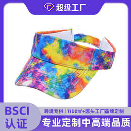 跨境扎染帽子女防晒透气运动跑步鸭舌帽夏季休闲嘻哈空顶帽男款