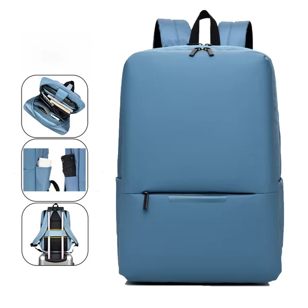 Cross-Border Wholesale Men's Casual Backpack with Logo Printed Ultra-Light Laptop Backpack Leather Film Business Backpack