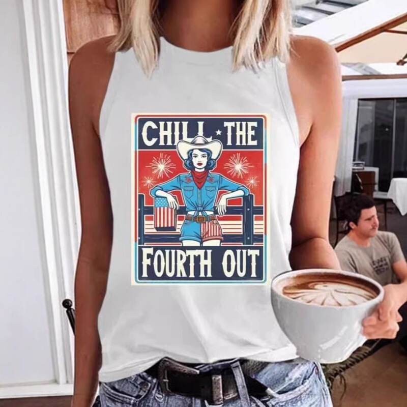 2026 Summer New Style Slim Fit Fashionable Versatile 3D Printed Pattern Letter Wide Shoulder Strap Vest T-Shirt Women's Clothing 2026 Summer New Style Slim Fit Fashionable Versatile 3D Printed Pattern Letter Wide Shoulder Strap Vest T-Shirt Women's Clothing