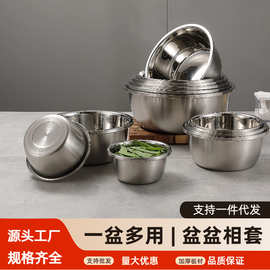 跨境不锈钢盆反边加厚面盆调料缸厨房家用打蛋盆圆形味斗多用盆