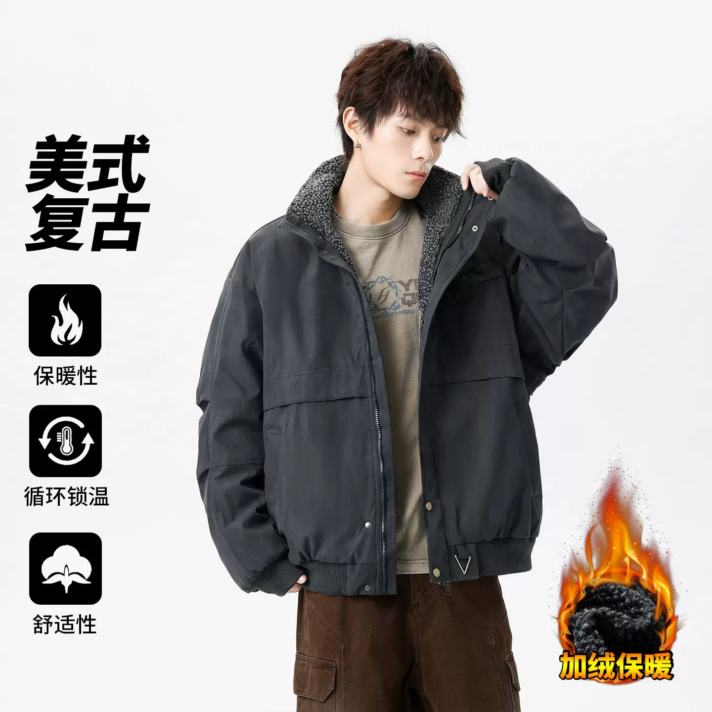 2025新款主推爆款情侣棉衣男女宽松秋冬棉服男士羽绒棉服百搭休