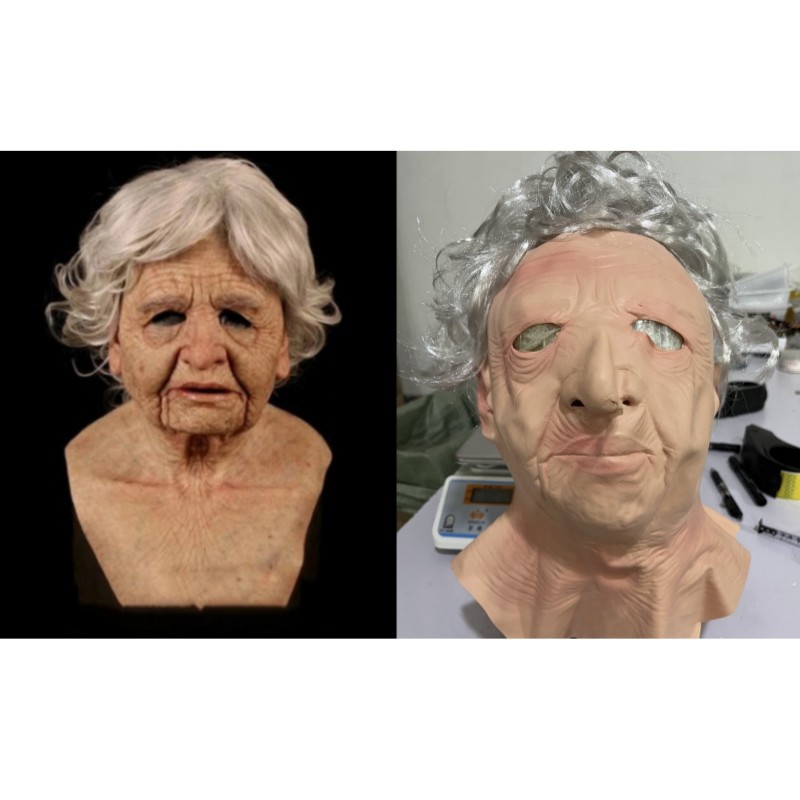 Estación independiente de Halloween nueva Máscara vieja abuela tocado vestir apoyos látex Calvo sombrerería transfronteriza