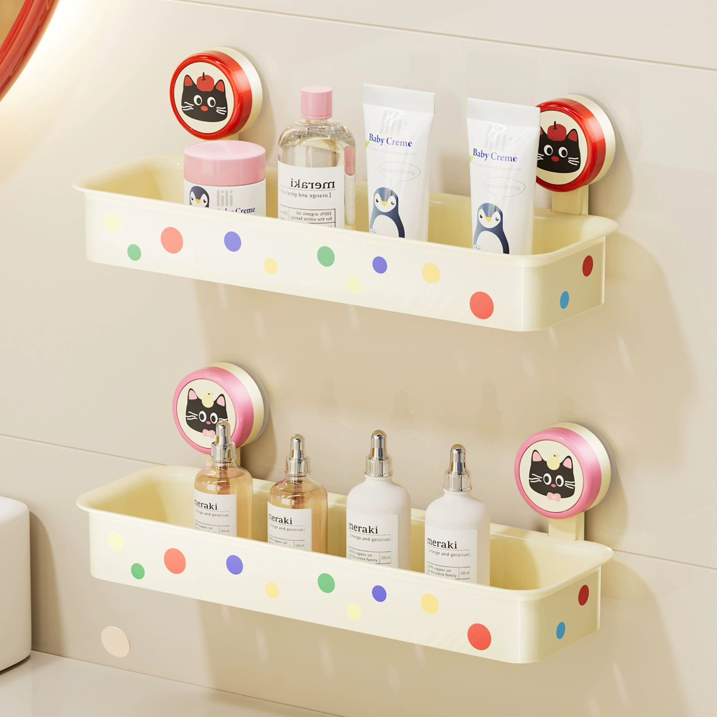 Настенная полка для хранения в ванной комнате на присоске без перфорации, многофункциональная полка для хранения косметики для унитаза, ванной комнаты, умывальника