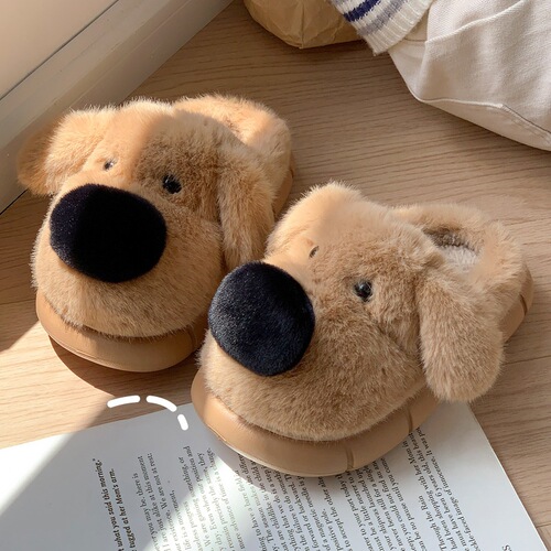 Children's Cotton Slippers for Girls and Boys, Autumn and Winter Indoor Home Use, Non-Slip and Warm, Cute Puppy Plush Slippers