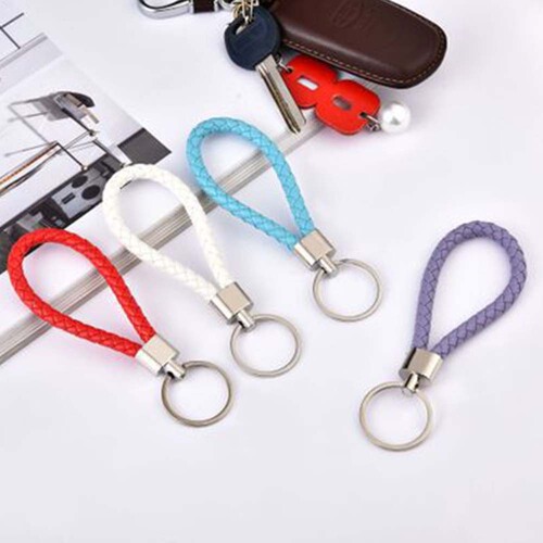 Key chain leather car anti-lost colorful jewelry lanyard braided key chain PU rope key chain pendant wholesale