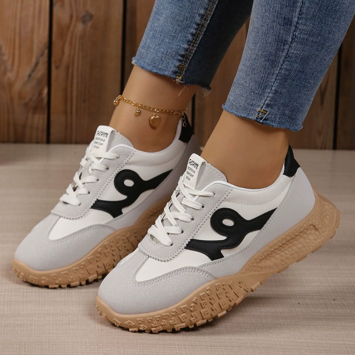 Женские туфли Форрест Гамп на толстой подошве, весна-осень 2025, новые моральные тренировочные туфли на плоской подошве в стиле ретро, ​​легко сочетающиеся с повседневной спортивной обувью