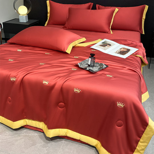 New full embroidery series washed ice silk summer quilt four-piece three-piece summer air conditioning thin quilt bedding wholesale