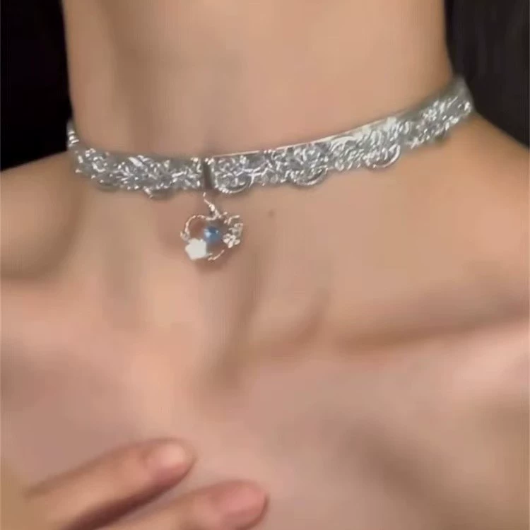 Серебряное кружевное двухслойное колье-чокер из кожи, короткое, милое и крутое, сексуальное женское нишевое колье-чокер, высококачественное ожерелье