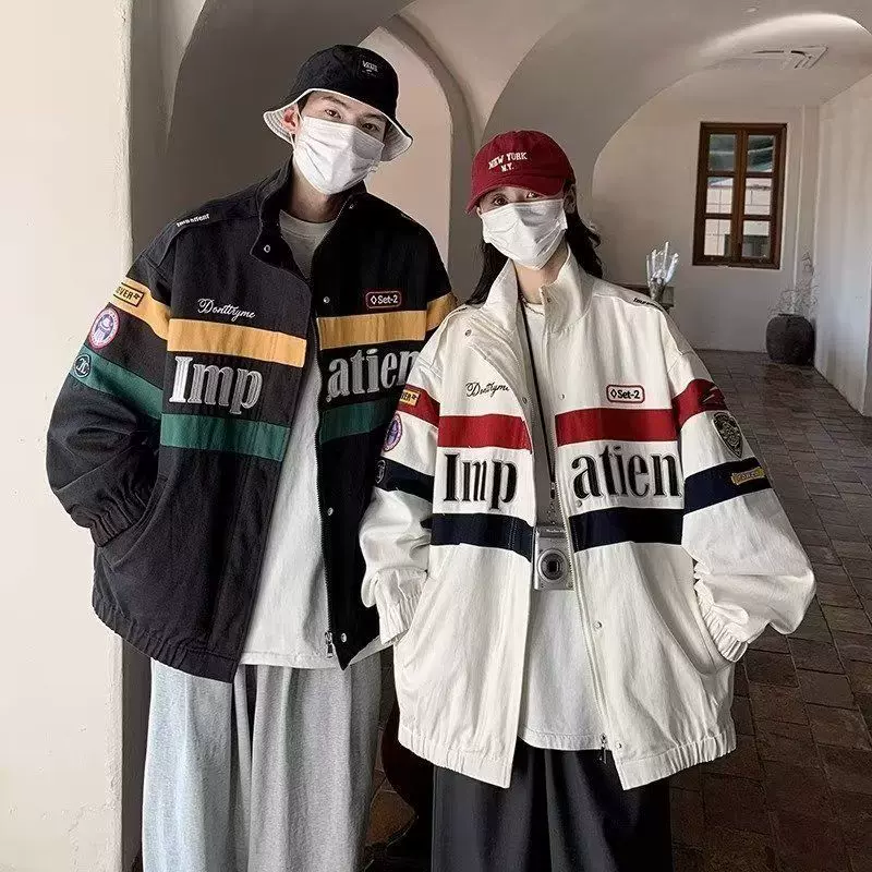 男装新款休闲美式夹克男学生宽松情侣棒球服飞行员潮流机车服外套
