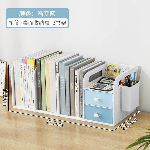 Bookshelf for boxes, pens holder, gradient