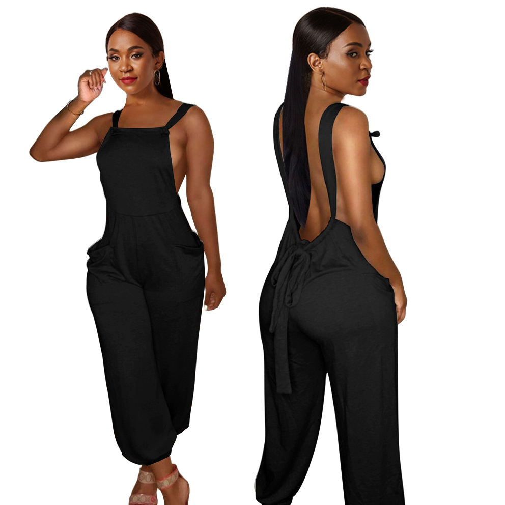 Women's Holiday Streetwear Solid Color Ankle-length Backless Jumpsuits display picture 2