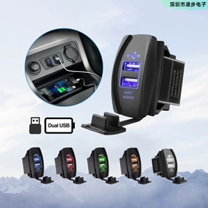 Factory Direct Sales Dual USB Charger Socket Waterproof Rocker Switch for Marine Truck Rv Boat