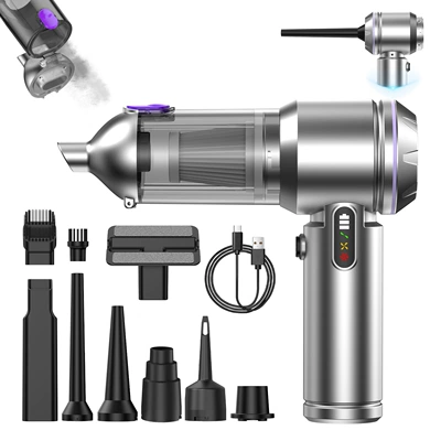 Mini Car Vacuum Cleaner, Tozsoranlar - private-model-new-model-silver-purple-yijian-dust-17000pa