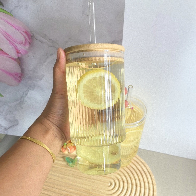 Taza de vidrio de limonada de gran capacidad 700ml taza de sorbos de agua con burbujas de verano bebida de té de frutas de alto valor taza de café