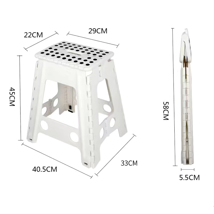 Taburete de plástico reforzado, taburete plegable ligero, banco de comedor para interior y exterior.